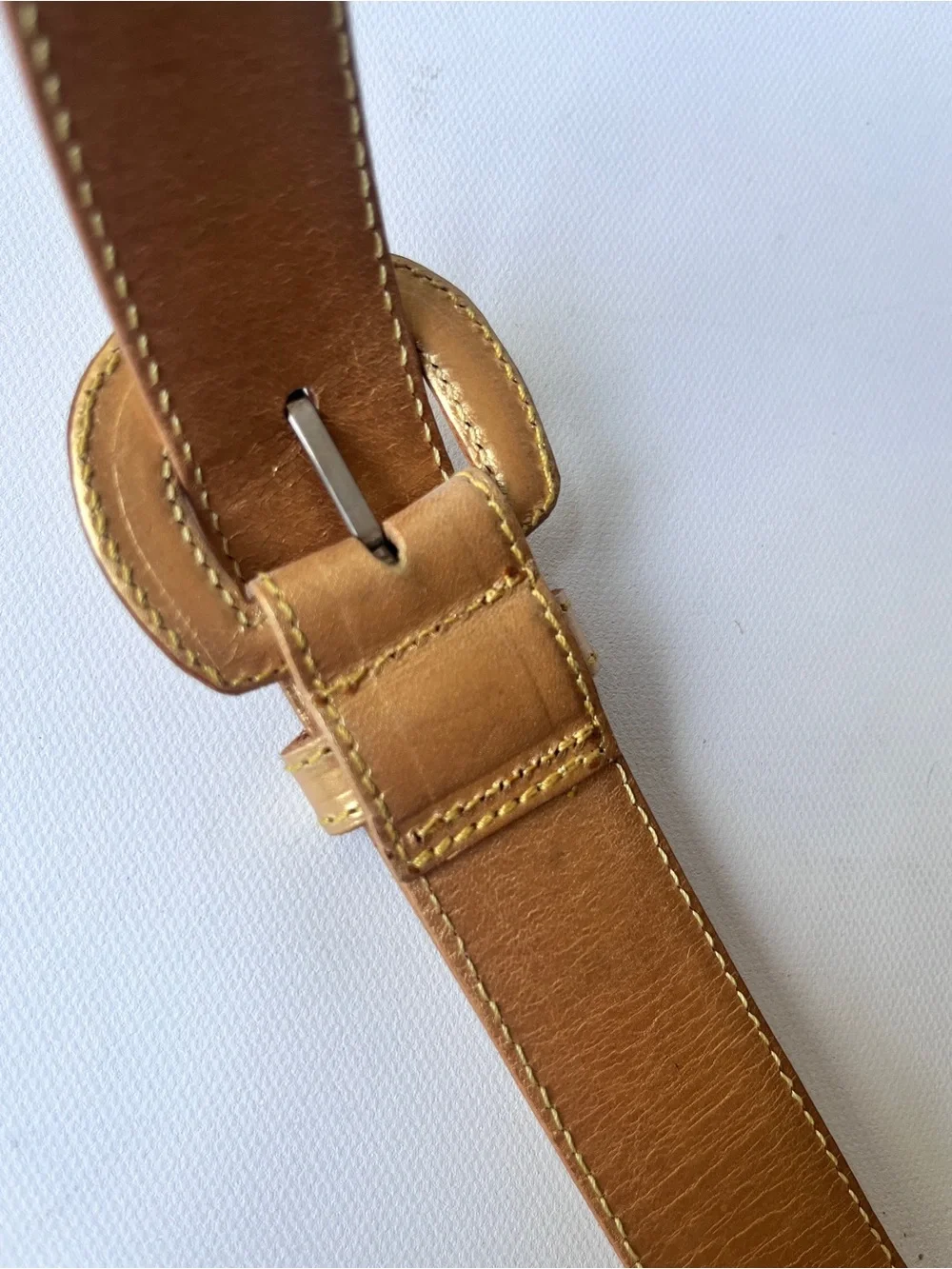 Vintage 1980's Size 34 Genuine Leather Gold Lame Belt by Tony Barcelo Spain